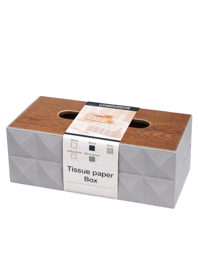 Grey Modern Tissue Box Cover with Lid – Decorative Rectangular Tissue Holder for Bathroom, Living Room, Bedroom & Office Beige